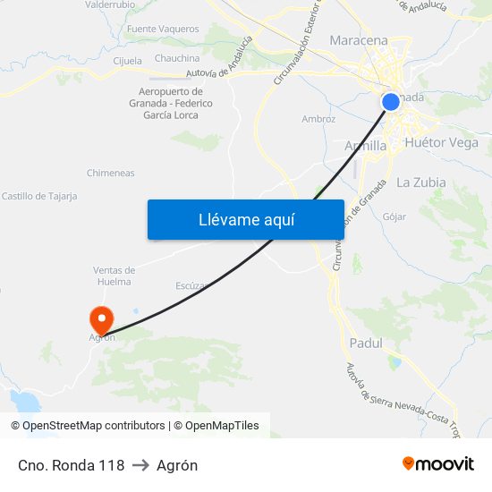 Cno. Ronda 118 to Agrón map