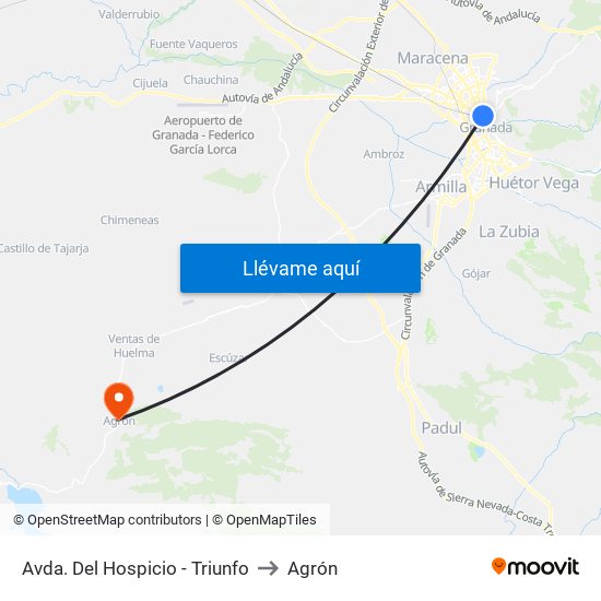 Avda. Del Hospicio - Triunfo to Agrón map