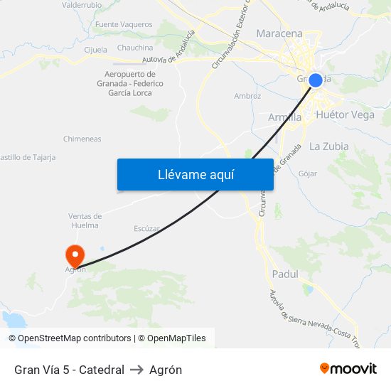 Gran Vía 5 - Catedral to Agrón map