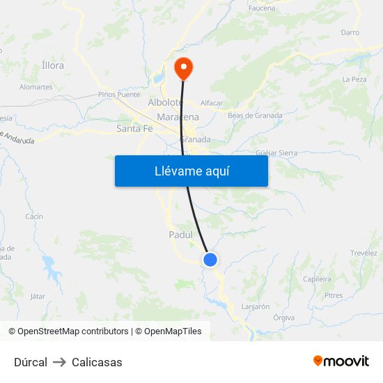 Dúrcal to Calicasas map