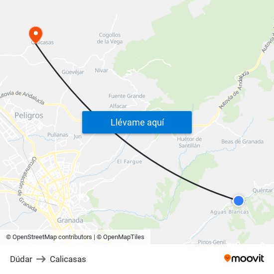 Dúdar to Calicasas map