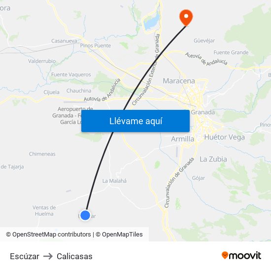 Escúzar to Calicasas map