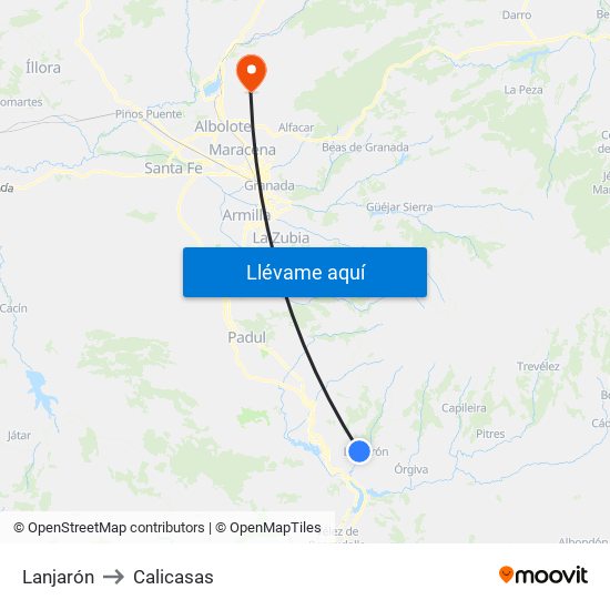 Lanjarón to Calicasas map