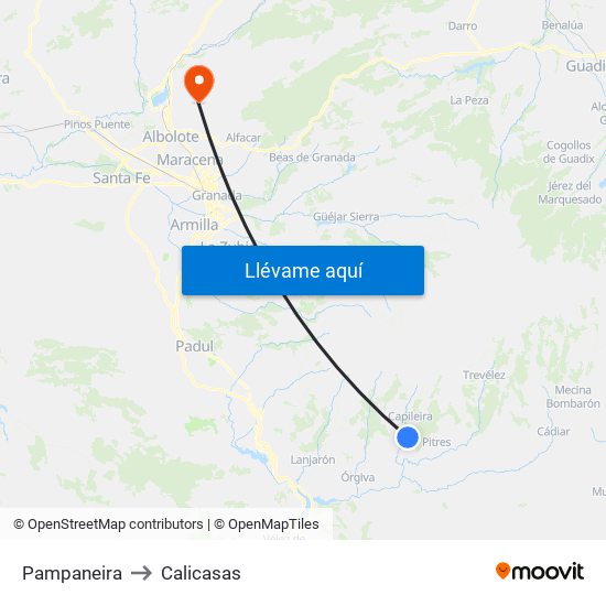 Pampaneira to Calicasas map