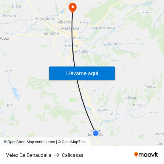 Vélez De Benaudalla to Calicasas map