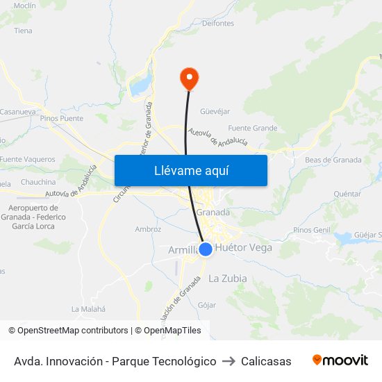 Avda. Innovación - Parque Tecnológico to Calicasas map