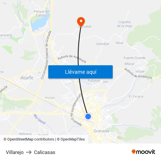Villarejo to Calicasas map