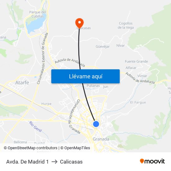 Avda. De Madrid 1 to Calicasas map