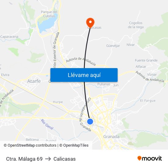 Ctra. Málaga 69 to Calicasas map