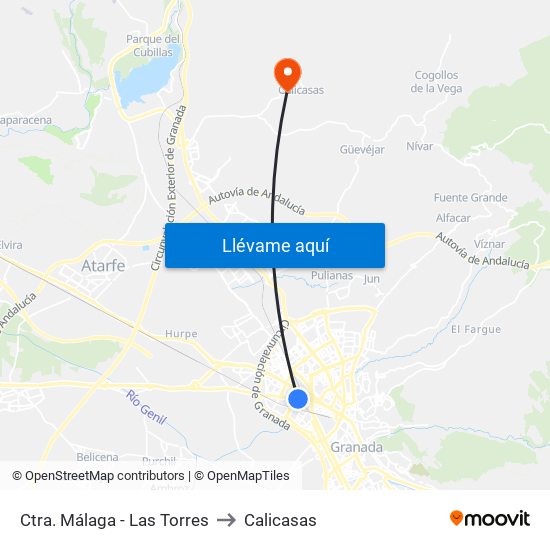 Ctra. Málaga - Las Torres to Calicasas map