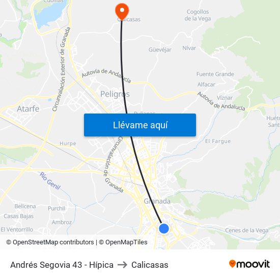 Andrés Segovia 43 - Hípica to Calicasas map