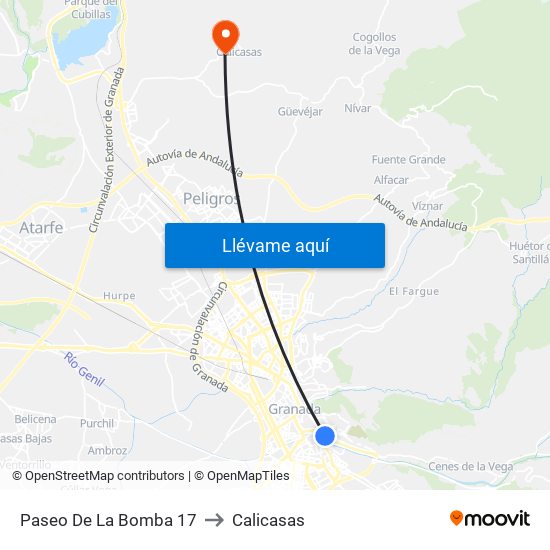 Paseo De La Bomba 17 to Calicasas map