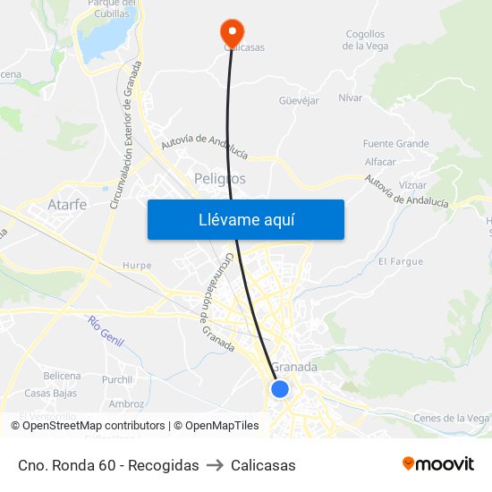 Cno. Ronda 60 - Recogidas to Calicasas map