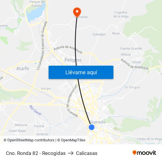 Cno. Ronda 82 - Recogidas to Calicasas map