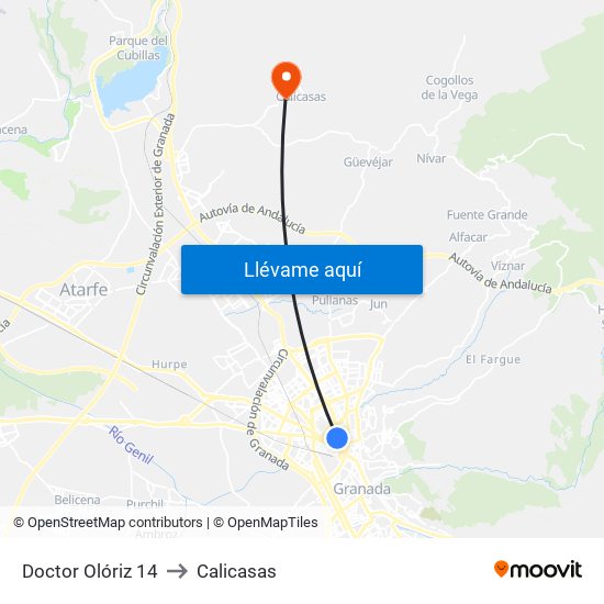Doctor Olóriz 14 to Calicasas map