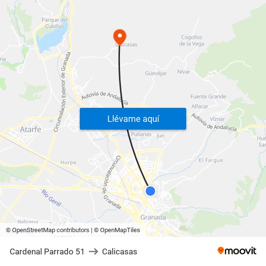 Cardenal Parrado 51 to Calicasas map