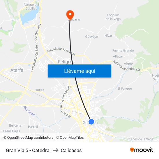 Gran Vía 5 - Catedral to Calicasas map
