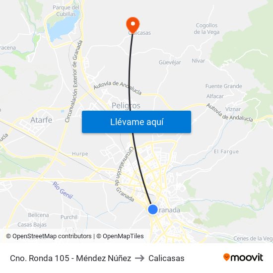 Cno. Ronda 105 - Méndez Núñez to Calicasas map