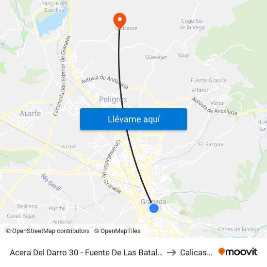 Acera Del Darro 30 - Fuente De Las Batallas to Calicasas map