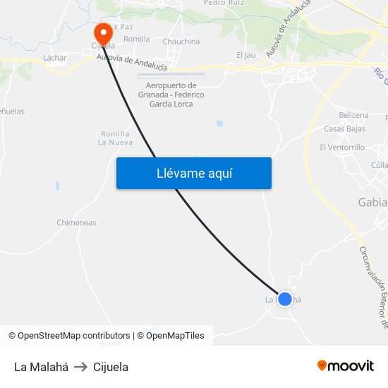 La Malahá to Cijuela map