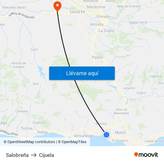 Salobreña to Cijuela map