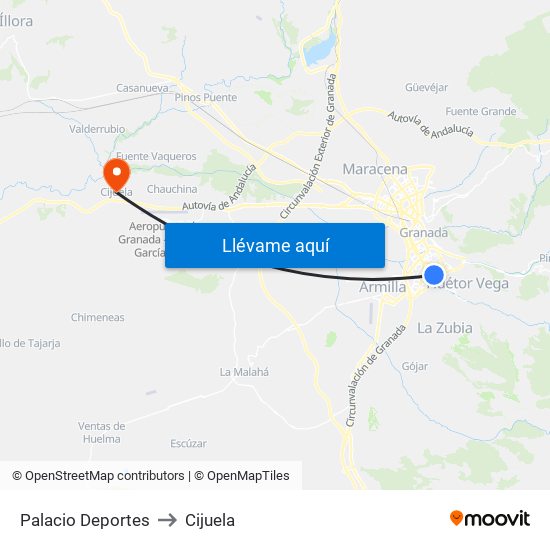 Palacio Deportes to Cijuela map
