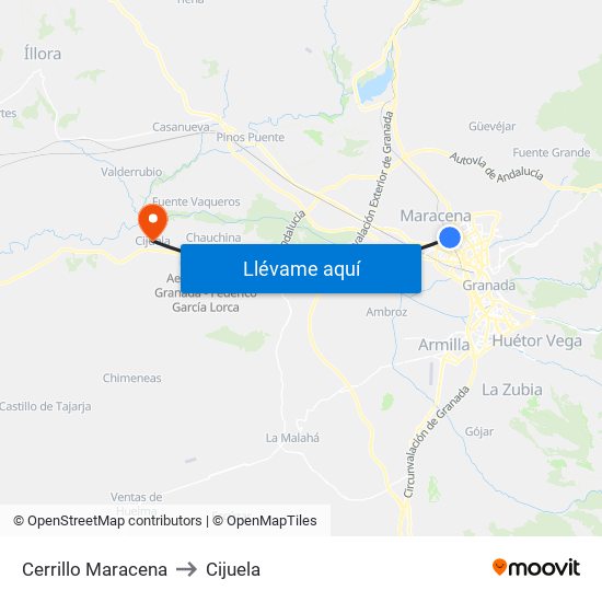 Cerrillo Maracena to Cijuela map