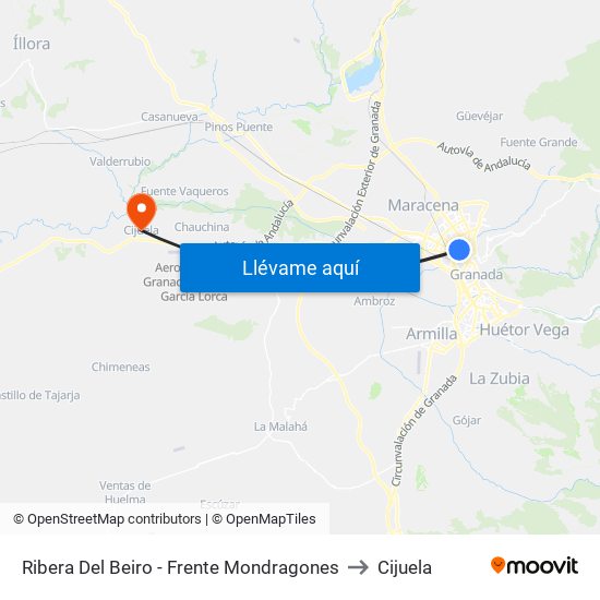 Ribera Del Beiro - Frente Mondragones to Cijuela map