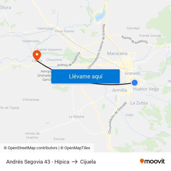 Andrés Segovia 43 - Hípica to Cijuela map