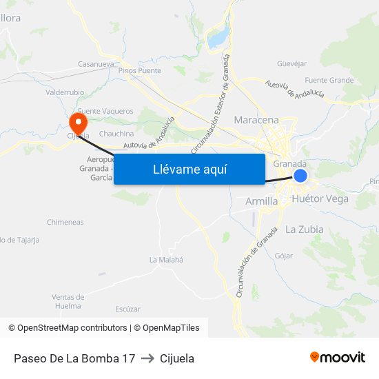 Paseo De La Bomba 17 to Cijuela map