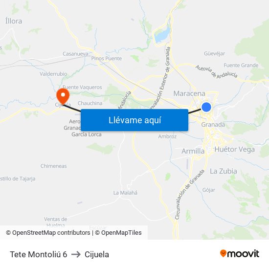 Tete Montoliú 6 to Cijuela map