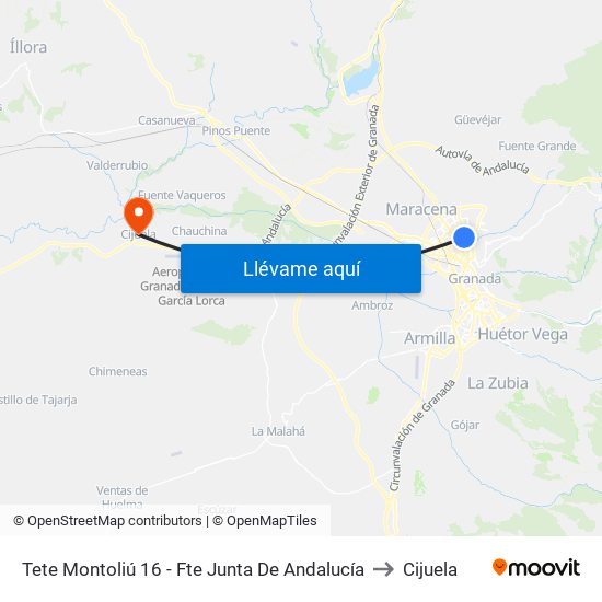 Tete Montoliú 16 - Fte Junta De Andalucía to Cijuela map