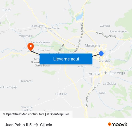 Juan Pablo II 5 to Cijuela map