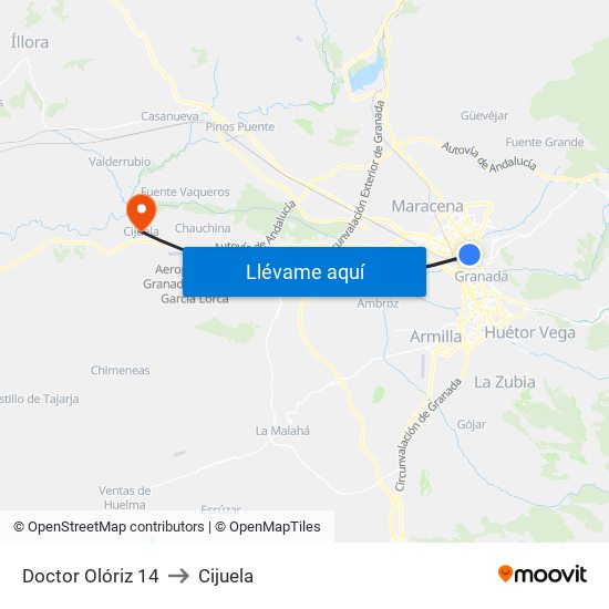 Doctor Olóriz 14 to Cijuela map