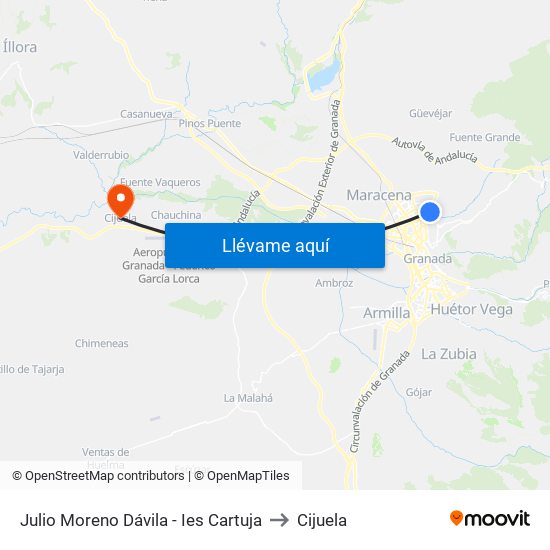 Julio Moreno Dávila - Ies Cartuja to Cijuela map