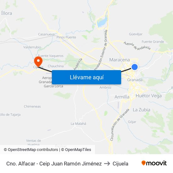 Cno. Alfacar - Ceip Juan Ramón Jiménez to Cijuela map