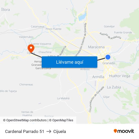 Cardenal Parrado 51 to Cijuela map