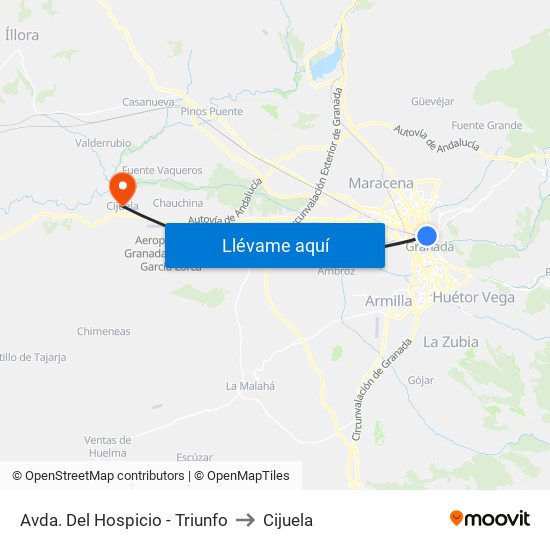 Avda. Del Hospicio - Triunfo to Cijuela map