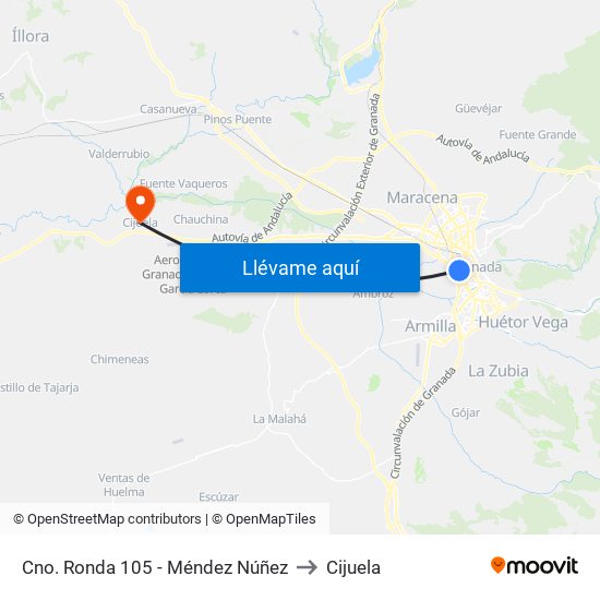 Cno. Ronda 105 - Méndez Núñez to Cijuela map