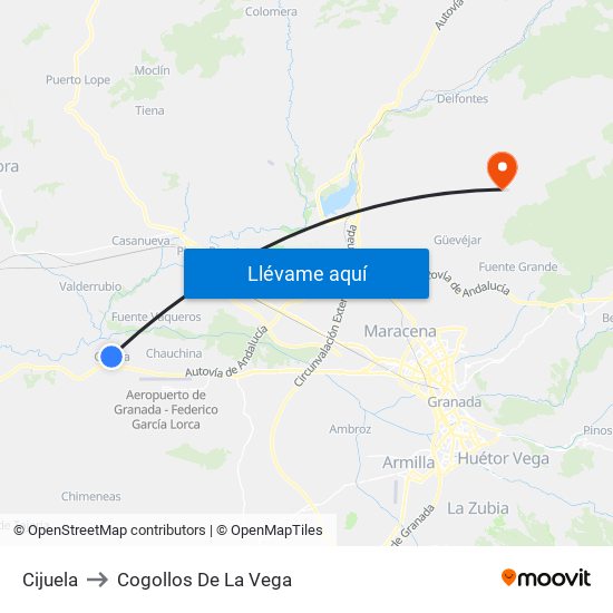 Cijuela to Cogollos De La Vega map