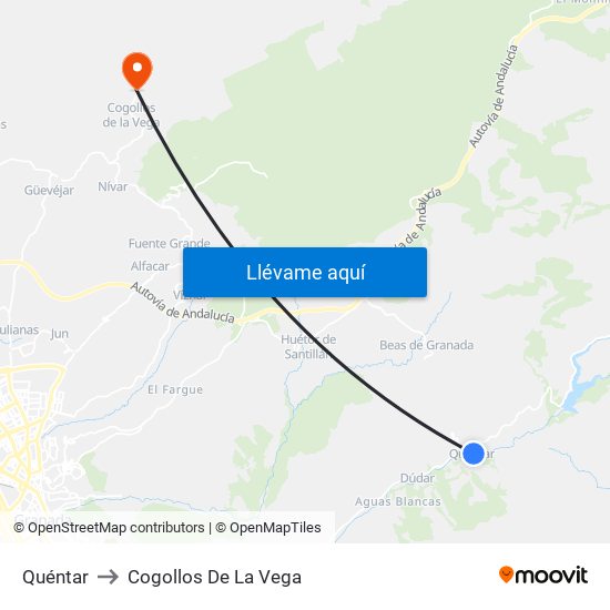 Quéntar to Cogollos De La Vega map