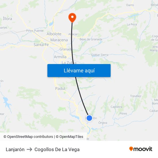 Lanjarón to Cogollos De La Vega map