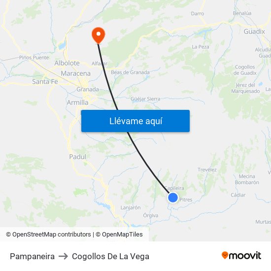 Pampaneira to Cogollos De La Vega map