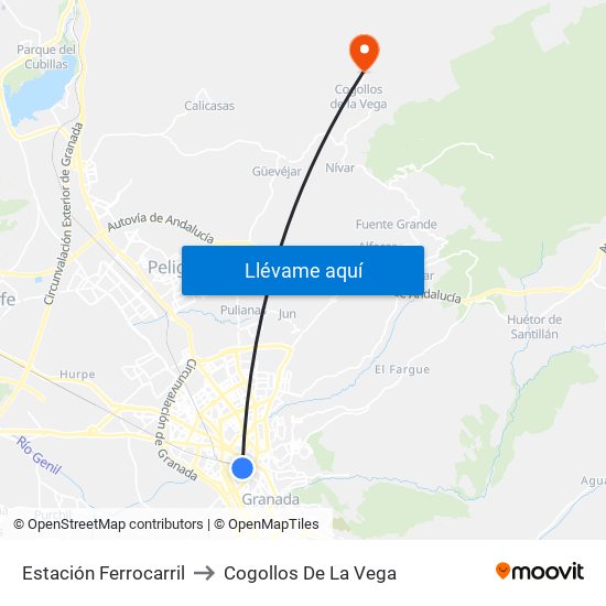 Estación Ferrocarril to Cogollos De La Vega map