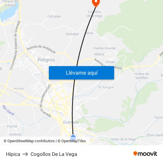 Hípica to Cogollos De La Vega map