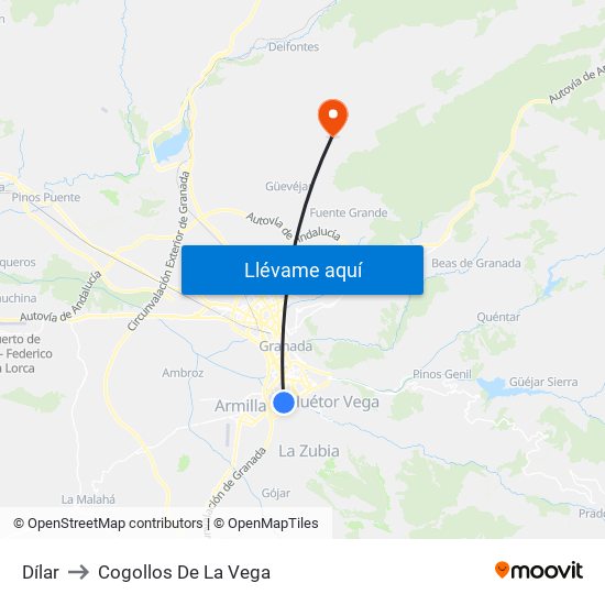 Dílar to Cogollos De La Vega map