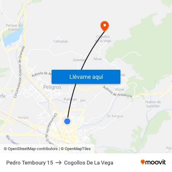 Pedro Temboury 15 to Cogollos De La Vega map