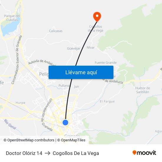 Doctor Olóriz 14 to Cogollos De La Vega map