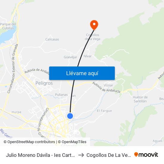 Julio Moreno Dávila - Ies Cartuja to Cogollos De La Vega map