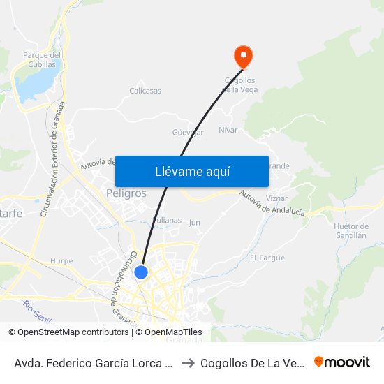 Avda. Federico García Lorca 27 to Cogollos De La Vega map